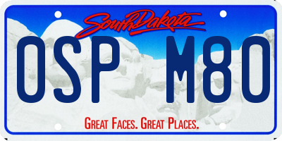 SD license plate 0SPM80