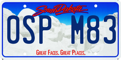 SD license plate 0SPM83