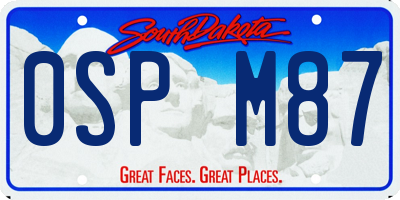 SD license plate 0SPM87