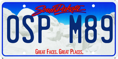 SD license plate 0SPM89