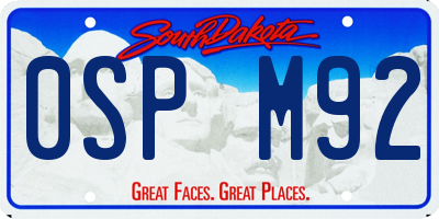 SD license plate 0SPM92