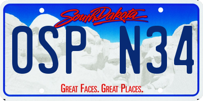SD license plate 0SPN34