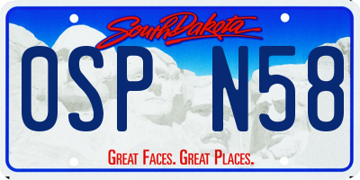 SD license plate 0SPN58