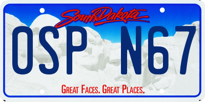 SD license plate 0SPN67