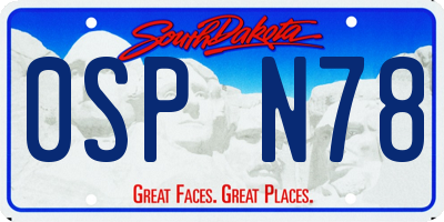 SD license plate 0SPN78