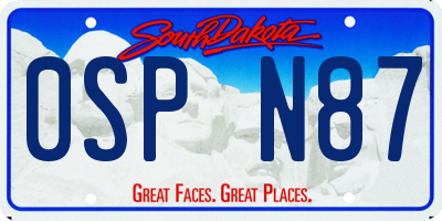 SD license plate 0SPN87
