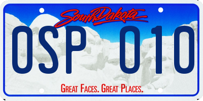 SD license plate 0SPO10