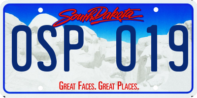 SD license plate 0SPO19