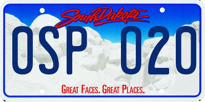SD license plate 0SPO20