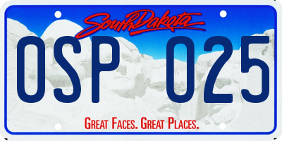 SD license plate 0SPO25