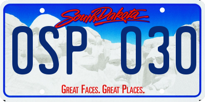 SD license plate 0SPO30