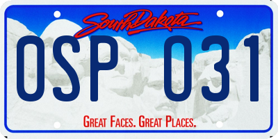 SD license plate 0SPO31