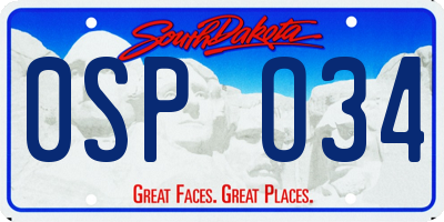 SD license plate 0SPO34