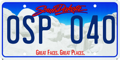 SD license plate 0SPO40