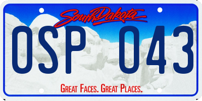 SD license plate 0SPO43