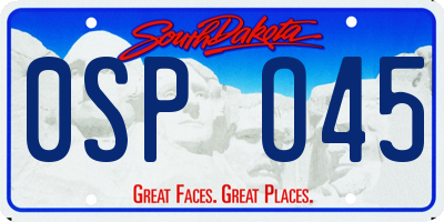 SD license plate 0SPO45