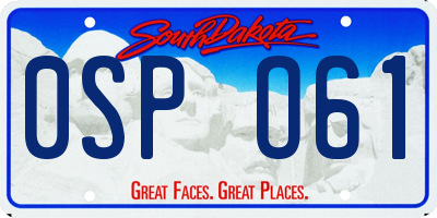 SD license plate 0SPO61