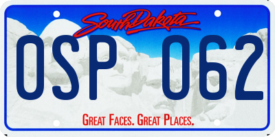 SD license plate 0SPO62