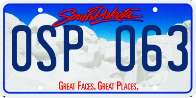SD license plate 0SPO63