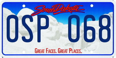 SD license plate 0SPO68