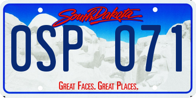 SD license plate 0SPO71