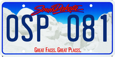 SD license plate 0SPO81