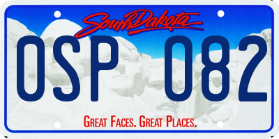 SD license plate 0SPO82