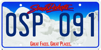 SD license plate 0SPO91