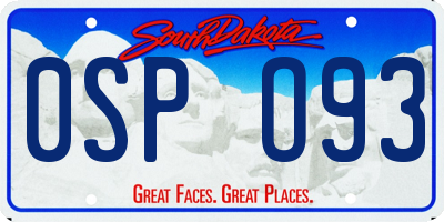SD license plate 0SPO93