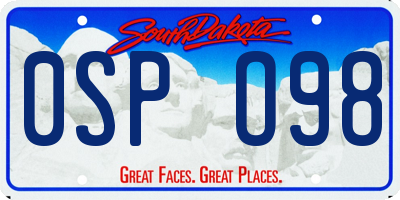 SD license plate 0SPO98