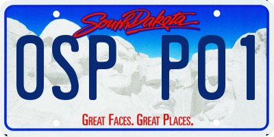 SD license plate 0SPP01