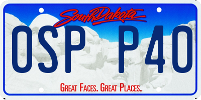 SD license plate 0SPP40
