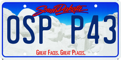 SD license plate 0SPP43