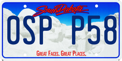 SD license plate 0SPP58