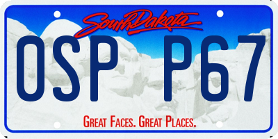 SD license plate 0SPP67