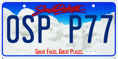SD license plate 0SPP77