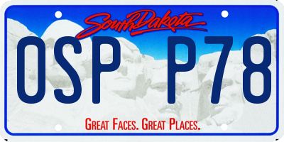 SD license plate 0SPP78
