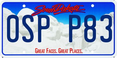 SD license plate 0SPP83