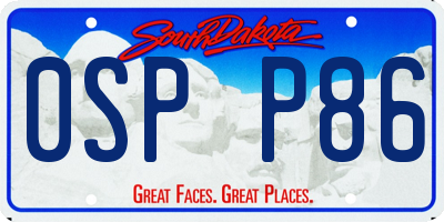 SD license plate 0SPP86