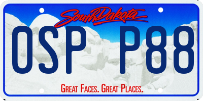 SD license plate 0SPP88