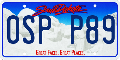 SD license plate 0SPP89