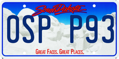 SD license plate 0SPP93