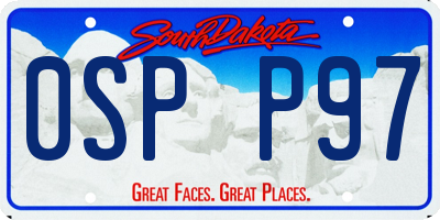 SD license plate 0SPP97