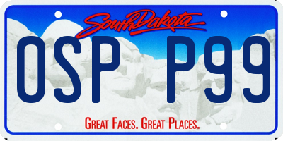 SD license plate 0SPP99