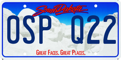 SD license plate 0SPQ22