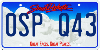 SD license plate 0SPQ43