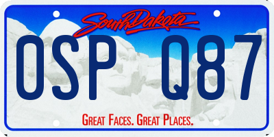 SD license plate 0SPQ87