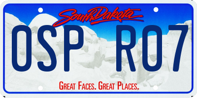SD license plate 0SPR07