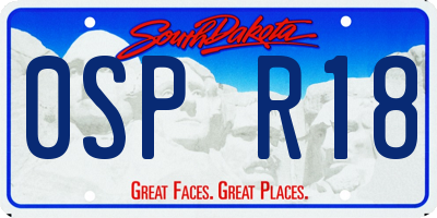 SD license plate 0SPR18