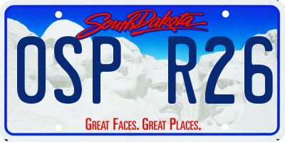 SD license plate 0SPR26